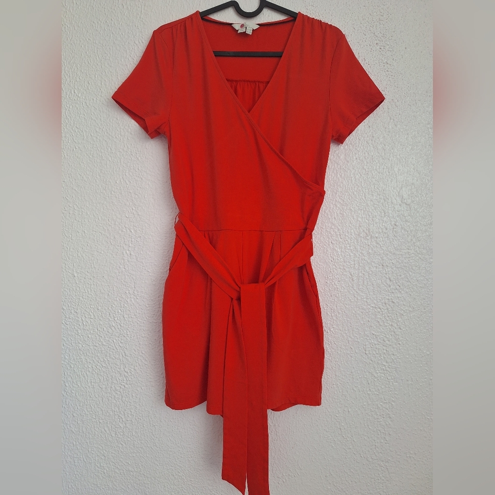 BODEN  Red Pleated Wrap Jumpsuit